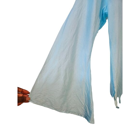 OndadeMar Women's Embroidered Light Blue Tunic Top - S Bell Sleeve Swim Coverup - Picture 8 of 11